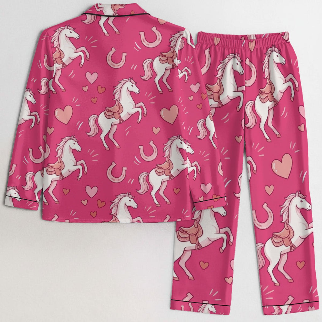 Cowgirl Sweetheart Satin Pajama Set — Pink