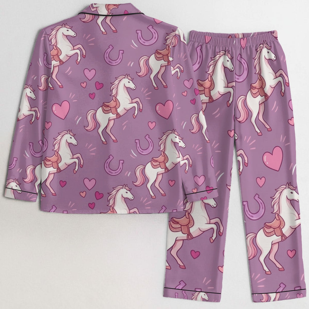 Lavender Cowgirl Sweetheart Satin Pajama Set